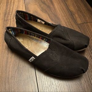 Black Canvas Toms Slip On Shoes